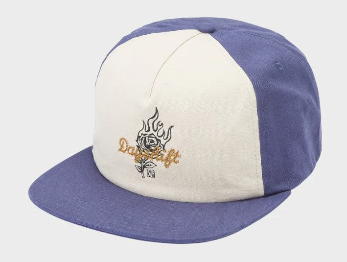 RVCA KSL Snapback Cap in blue and natural