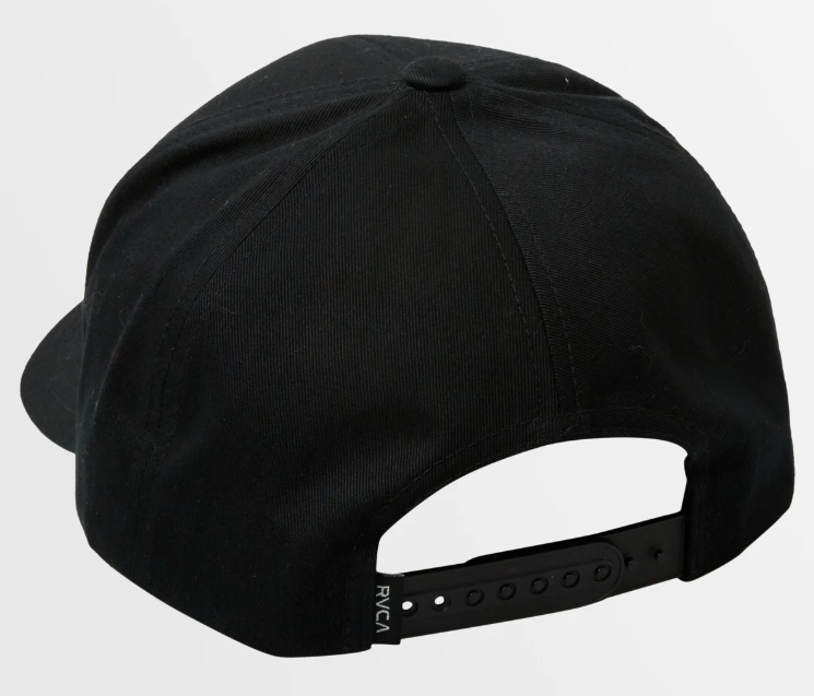 RVCA Platform Snapback Cap in black from rear