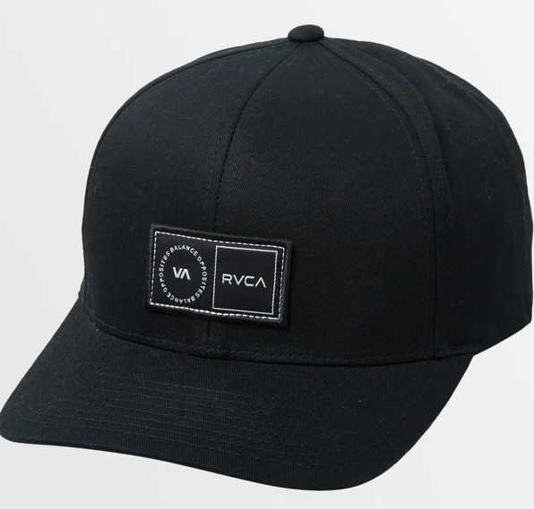 RVCA Platform Snapback Cap in black from front/side