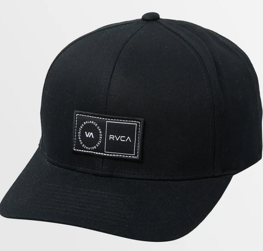 RVCA Platform Snapback Cap in black from front/side