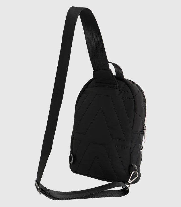 RVCA Womens Quilted Sling Bag in black from rear view