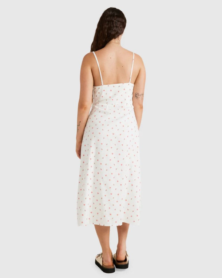 RVCA Rose Bud Cafe Dress in coloud colour from rear