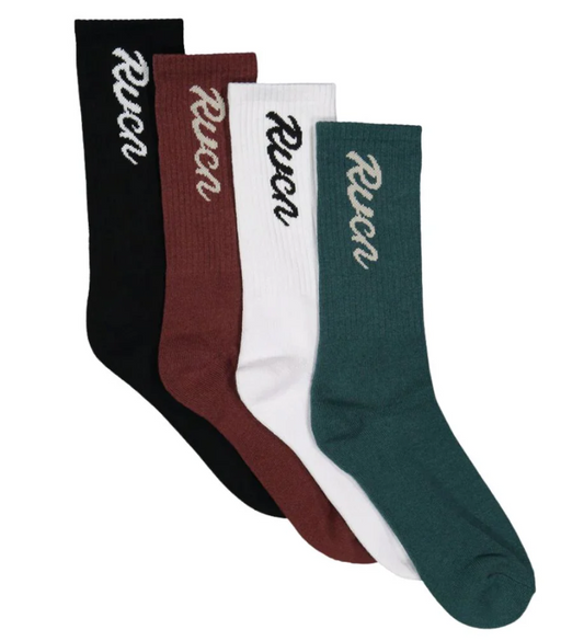 RVCA Seasonal Men's Crew Socks 4 Pack in multi colours