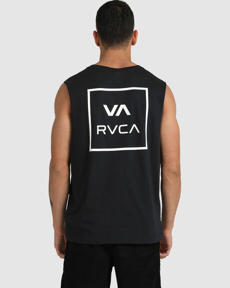 RVCA VA All The Ways Muscle Tee in black from back