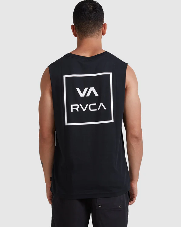 RVCA VA All The Ways Muscle Tee in black from the rear