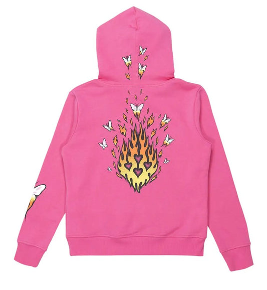Santa Cruz Asp Paradise Fire Hooded Sweater in pink from back