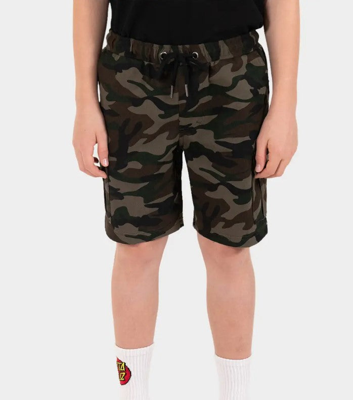 Santa Cruz Boy's Cali Cargo Shorts in camo colour from front