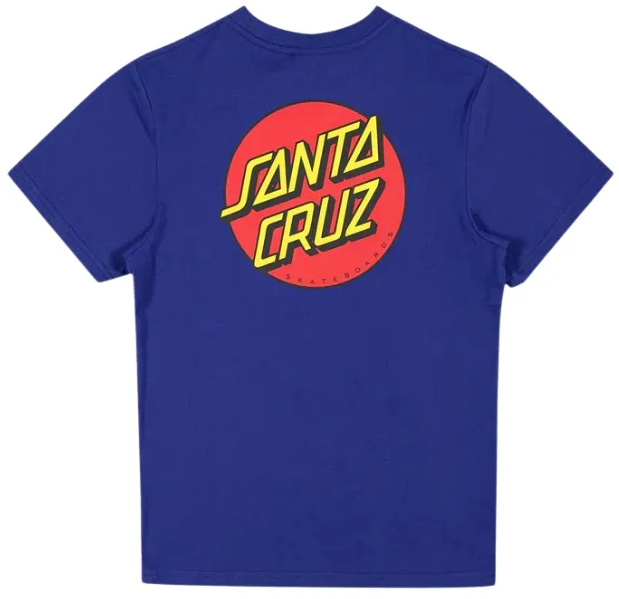 Santa Cruz Boys Classic Dot Chest Tee in dark blue from the rear