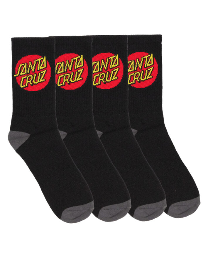 Santa Cruz Classic Dot 4 Pack of Youth Crew Socks in black