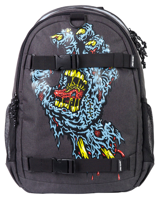 Santa Cruz SC Decaying Hand Skate Backpack in washed black from front