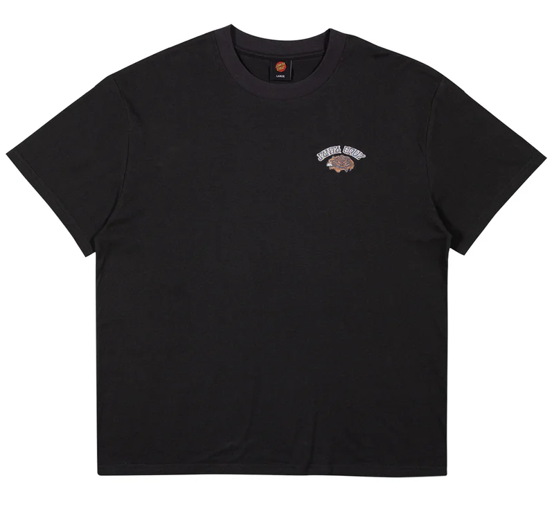 Santa Cruz Dressen Evo Roses Men's Tee in off black flatlay from the front