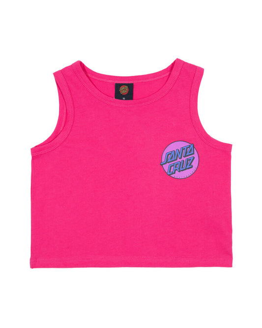 Santa Cruz Girls Other Dot Chest Crop Tank in pink from front