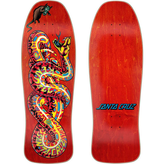Santa Cruz Kendall Snake 9.975 Re-Issue Skateboard Deck in red howing top and bottom of deck