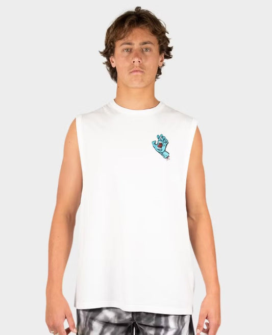 Santa Cruz Screaming Hand Men's Muscle in white from front