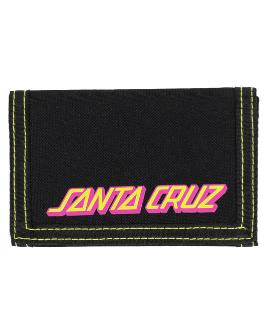 Santa Cruz Shark Dot Velcro Wallet in black showing santa cruz logo