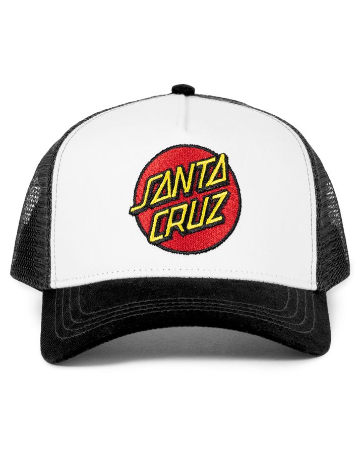 Santa Cruz Youth Classic Dot Cap in white and black