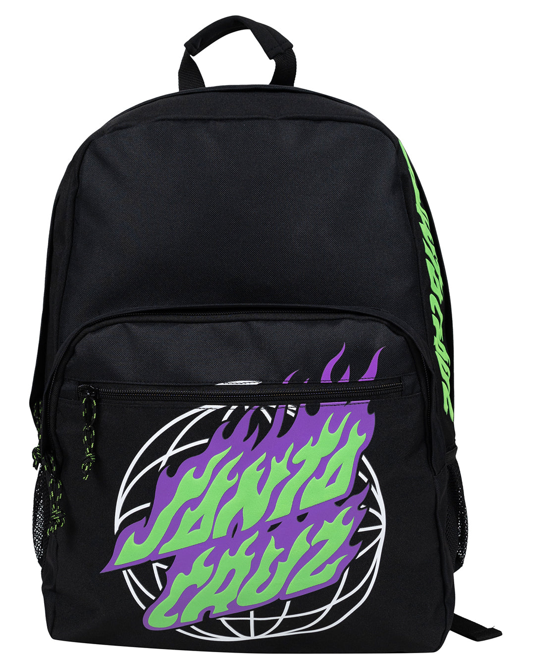 Santa Cruz Global Flame Dot Backpack in black from front