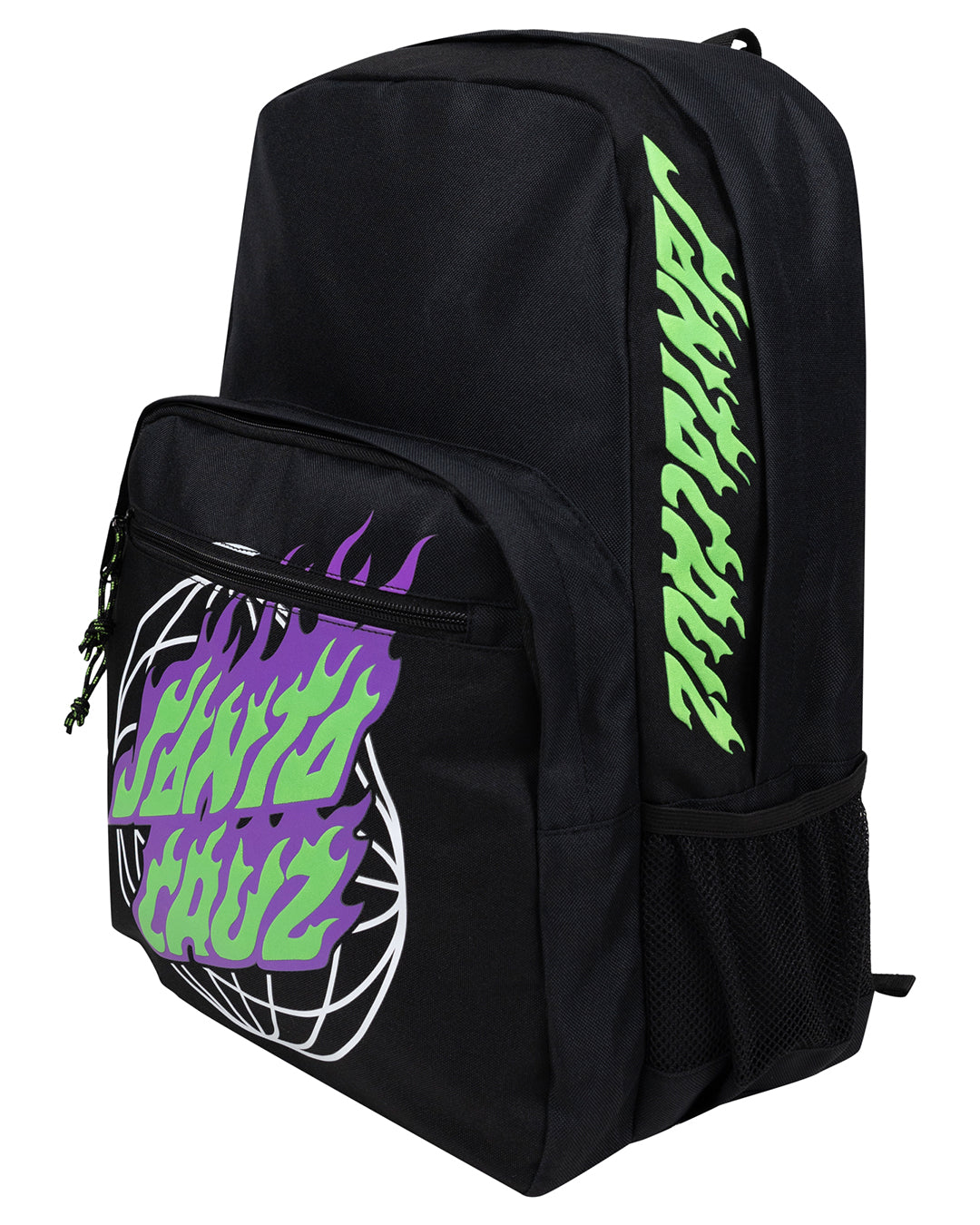 Santa Cruz Global Flame Dot Backpack in black from side