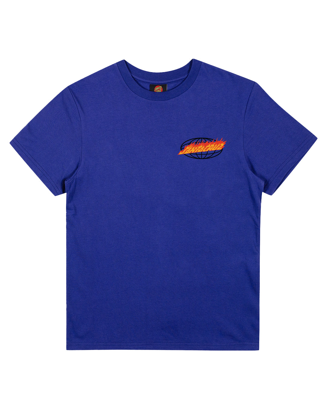 Santa Cruz Youth Global Flame Dot Tee in dark blue from front