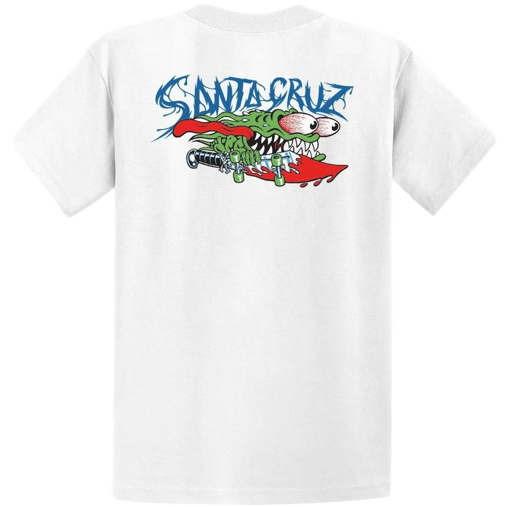 Santa Cruz Youth SC Meek OG Slasher Tee in white showing the back