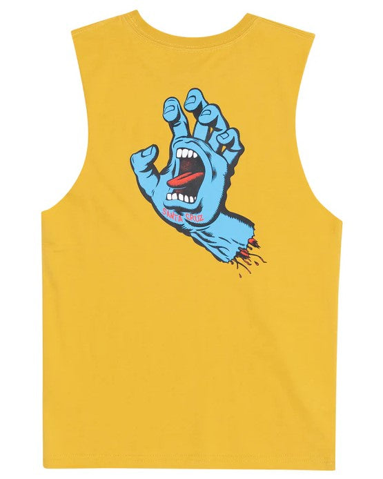 Santa Cruz Youth Opus Screaming Hand Muscle in tan from rear showing large screaming hand back print