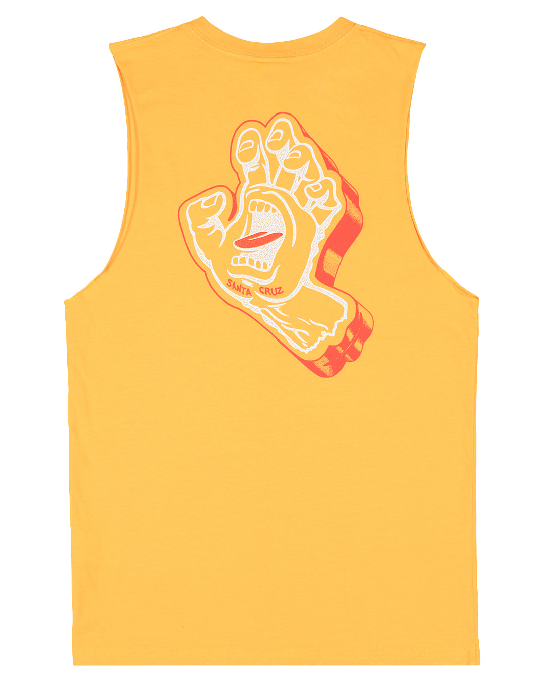 Santa Cruz Youth Solid Strip Screaming Foam Hand Muscle tee in colour yellow displayed from back