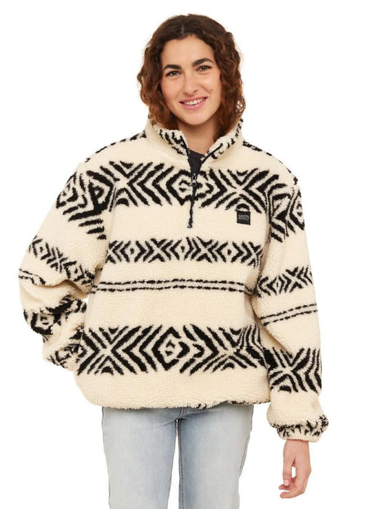 Sisstrevolution Smooth Sherpa Fleece  in sea salt colourway with black detail