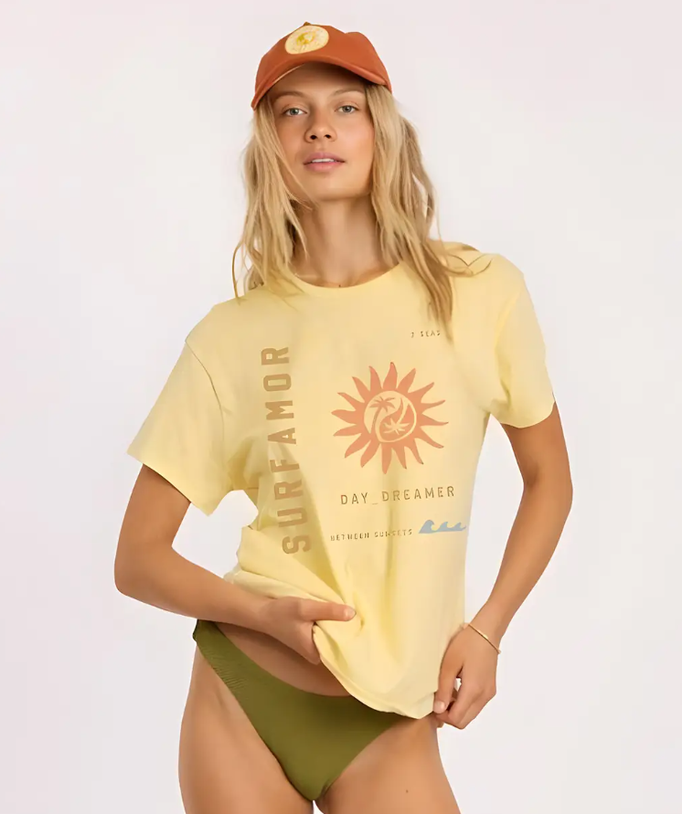 Sisstrevolution Surf Amor Knit Tee
 in yellow from the front