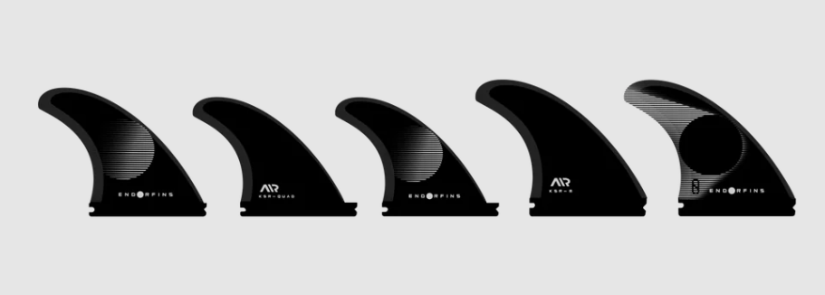 Slater Designs KSR Rake 5 Surfboard Fin Set in black and white