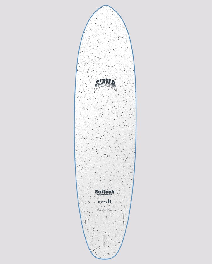 Softech Slayer 7'0 Epoxy Softboard blue with handle white bottom 