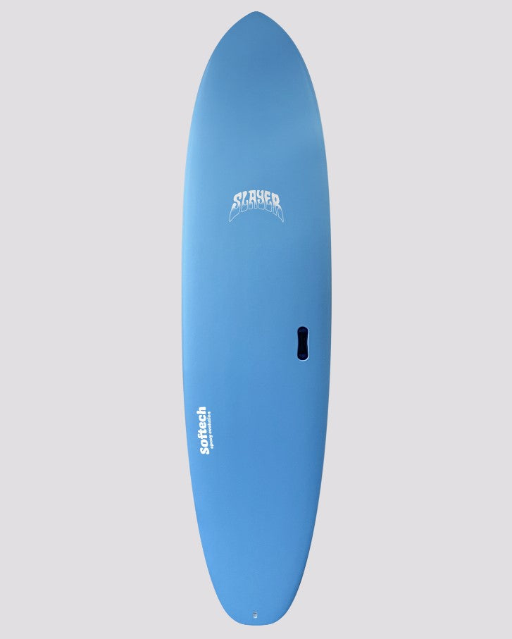 Softech Slayer 7'0 Epoxy Softboard blue with handle white bottom 