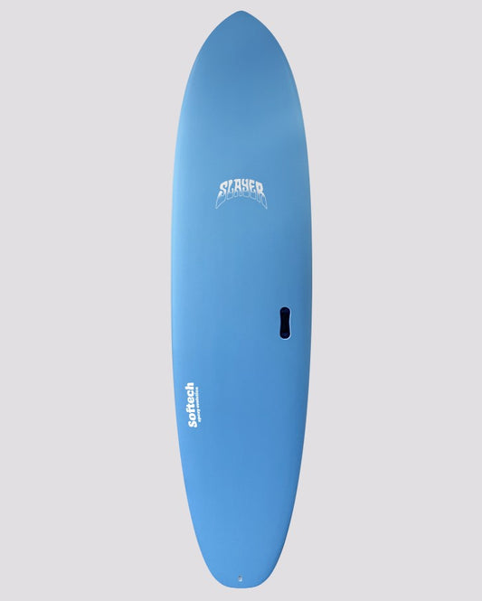 Softech Slayer 7'0 Epoxy Softboard blue with handle white bottom 