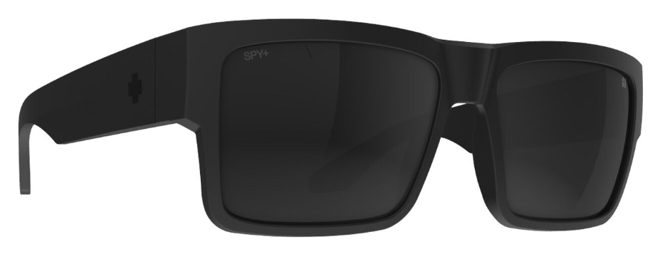 Spy Cyrus Matte Black frames with Happy Polarised Murdered Lens Sunglasses showing front from the right side