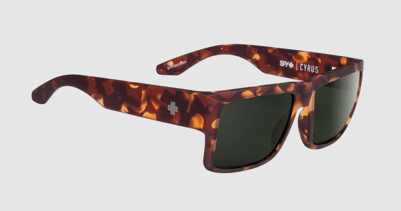 Spy Cyrus Soft Matte Camo Tort frames with Happy Grey Green lens Sunglasses