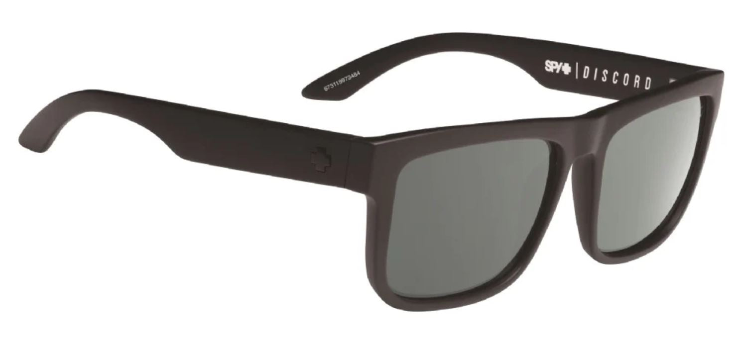 Spy Discord Soft Matte Black frames with Happy Green Grey Polarised Sunglasses