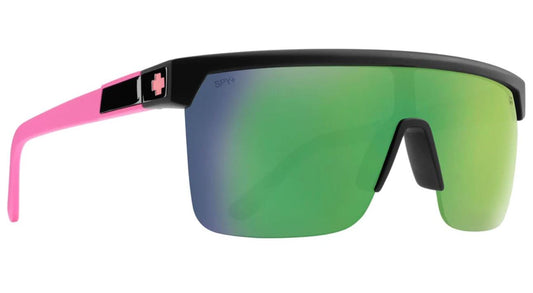 Spy Flynn 5050 Matte Black Matte Pink frames with Grey Green Light Green Mirror Sunglasses