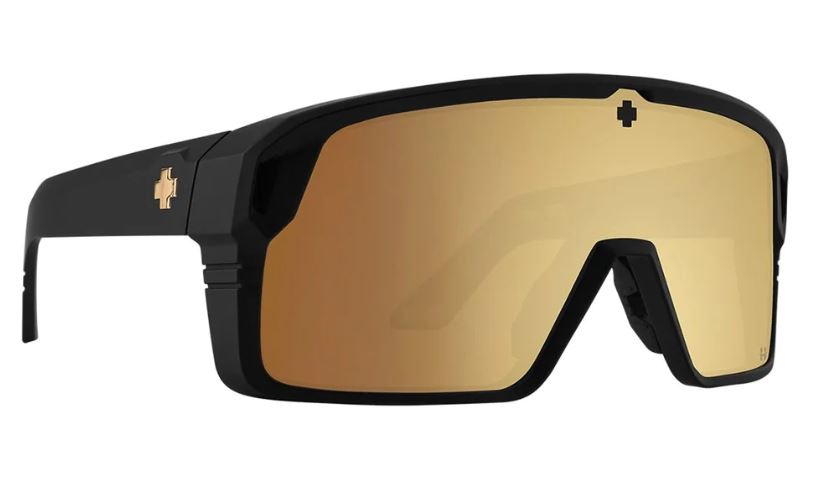Spy Monolith Club Mid Matte Black frames with Happy Bronze Gold Spectra Mirror Sunglasses