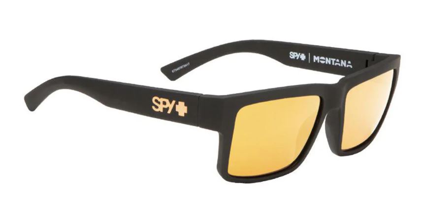 Spy Montana Soft Matte Black with Happy Bronze Gold Mirror Lens Sunglasses