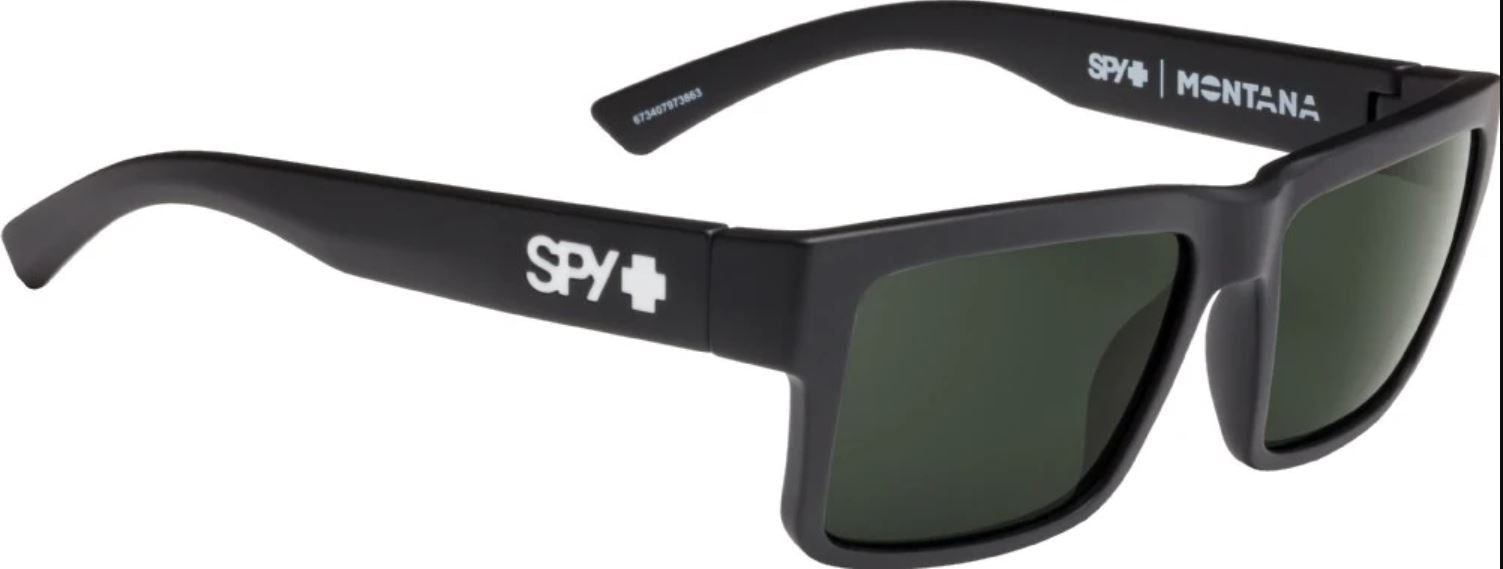 Spy Montana Soft Matte Black frames with Happy Grey Green Sunglasses