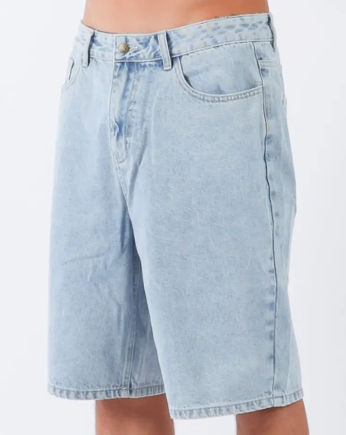 T & C Thrift Boys Denim Shorts in washed blue from front