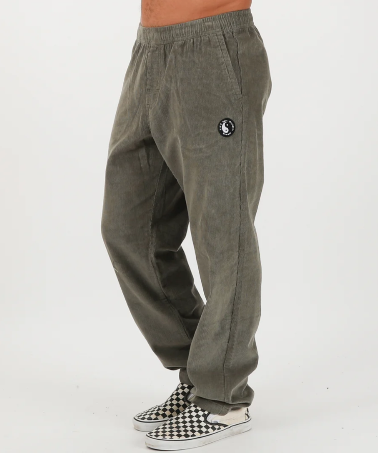 T & C Whaler 2.0 Cord Pants in military colourway from the side