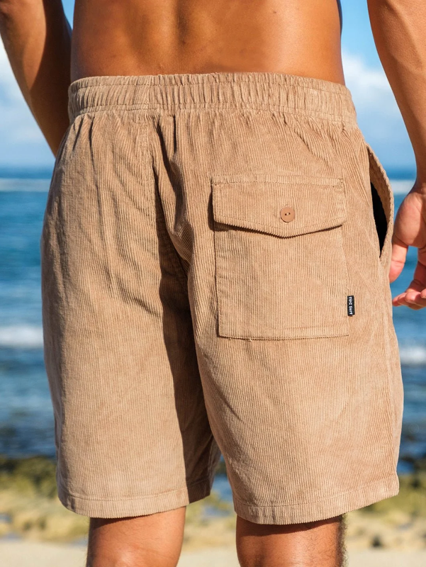 Town and Country Whaler Cord Shorts in sand colourway from the rear