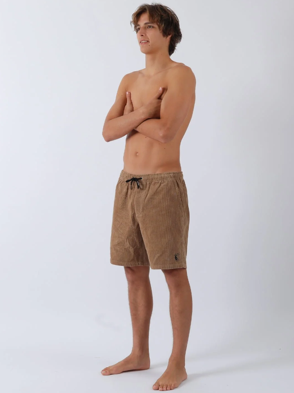 Town and Country Whaler Cord Shorts in sand colourway from the side