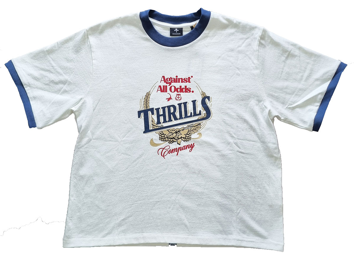 Thrills Never Better Square womens tee in bone colourway from front