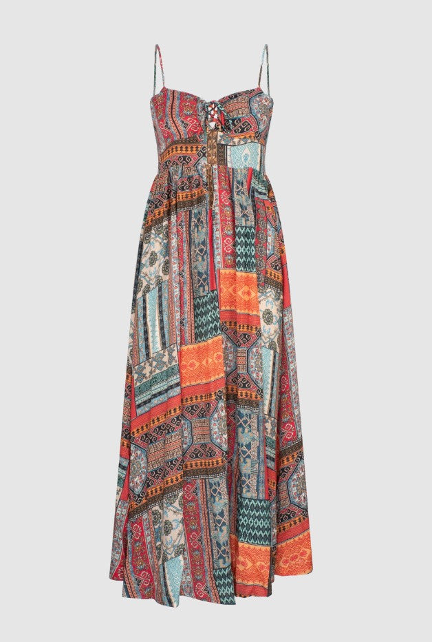 Tigerlily Kefalonia Becca Midi Dress in patchwork standalone