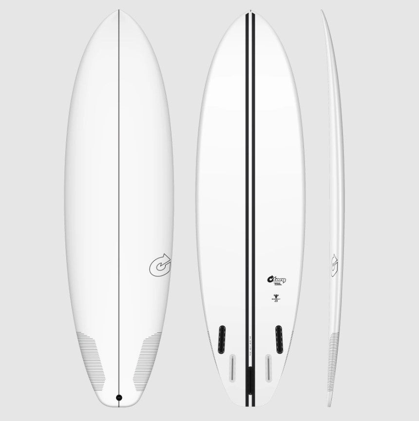 Torq TEC 7'2 Big Boy Surfboard showing deck, side and bottom