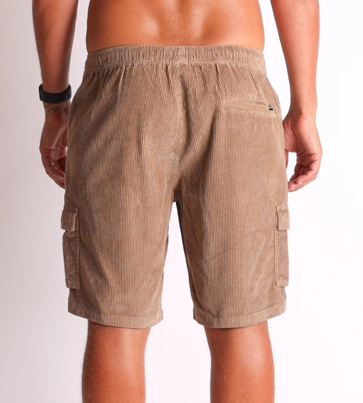 Town and Country Barrack Cord Shorts in sand colourway from rear view