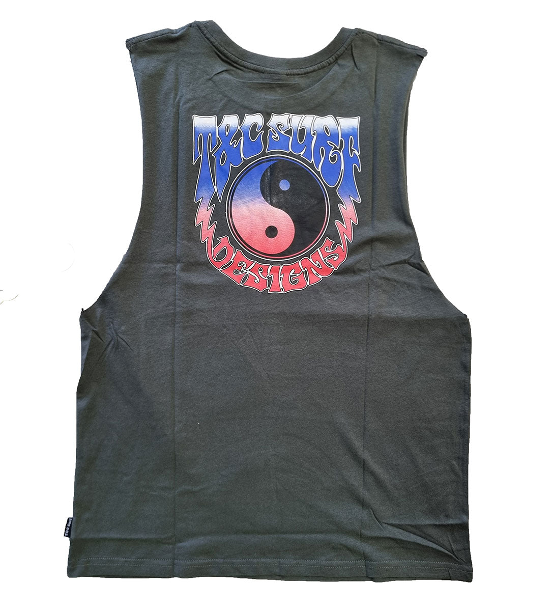 Town and Country Firebolt Muscle Tee in cvintage charcoal from rear