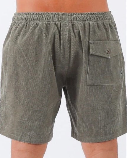 Town and Country Whaler Cord Shorts in military from rear