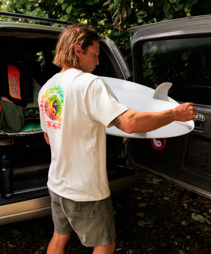 Town and Country Whaler Cord Shorts in military colourway on surfer putting board into vehicle from rear